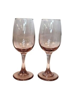 Set of 2 Vintage Libbey Plum Wine Glasses, Vintage Stemware, Purple Wine Glasses
